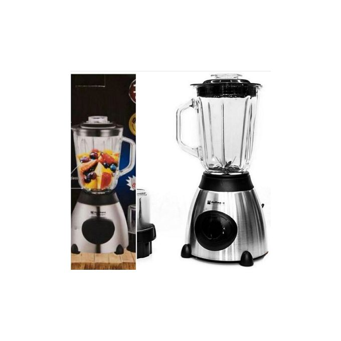 Hoffmans 1.5L Juice Blender 2 In 1 Glass With Ice Krusher - Silver