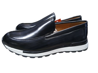 Men’s Formal Gentle Office Shoes – Classic Black with Modern White Sole