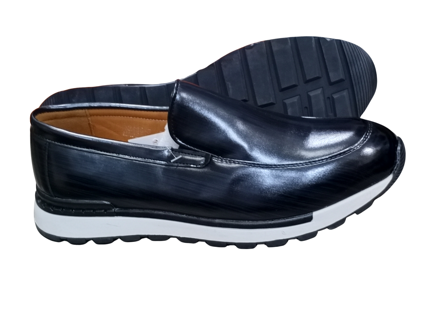 Men’s Formal Gentle Office Shoes – Classic Black with Modern White Sole