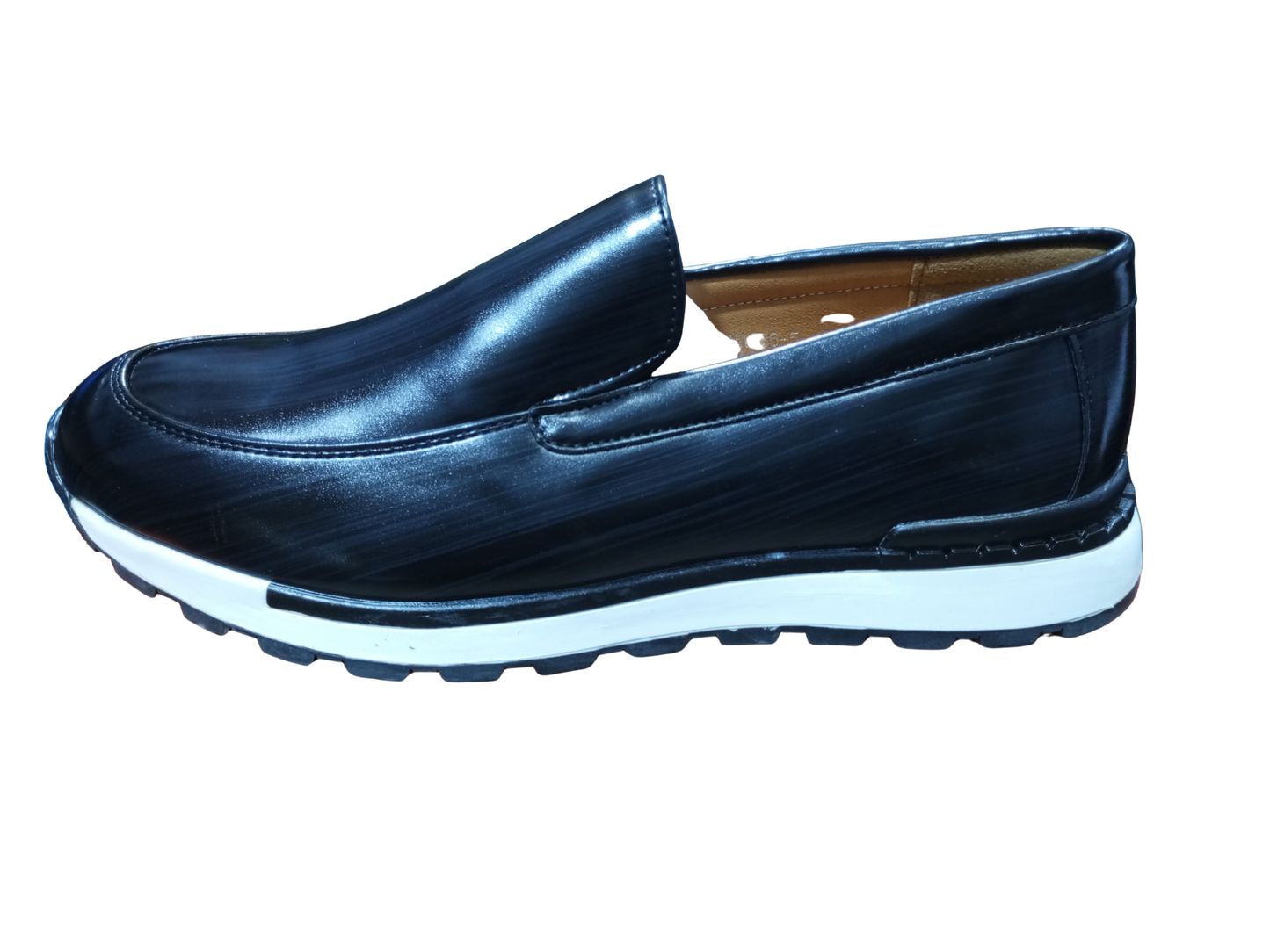 Men’s Formal Gentle Office Shoes – Classic Black with Modern White Sole