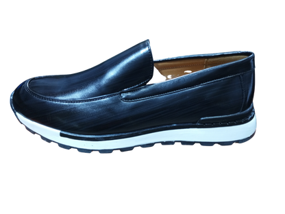 Men’s Formal Gentle Office Shoes – Classic Black with Modern White Sole